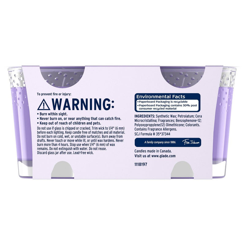 Glade Two Pack Candles Tranquil Lavender & Aloe - 6.8oz/2ct