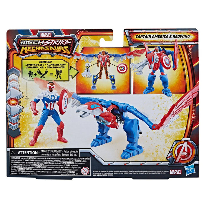 Marvel Mech Strike Mechasaurs Captain America and Redwing Action Figure Set - 2pk