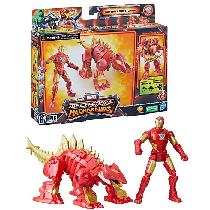 Marvel Mech Strike Mechasaurs Iron Man and Iron Stomper Action Figure Set - 2pk