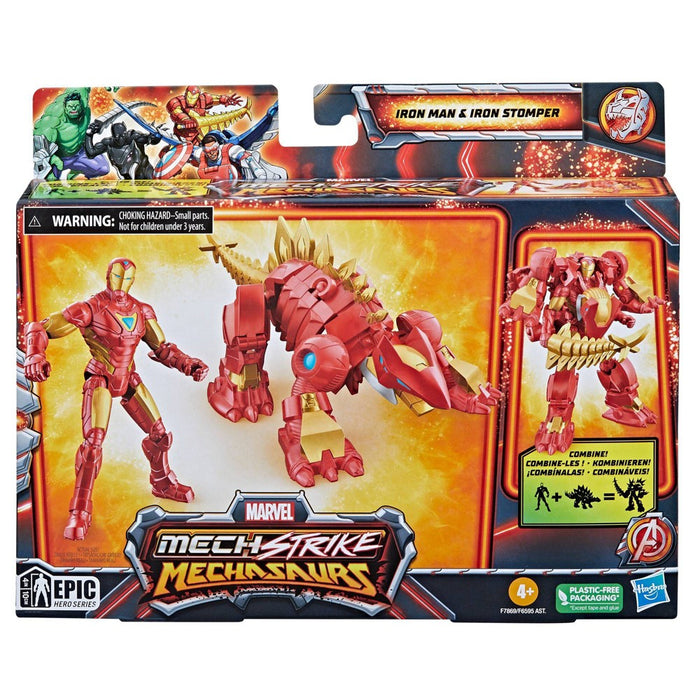 Marvel Mech Strike Mechasaurs Iron Man and Iron Stomper Action Figure Set - 2pk