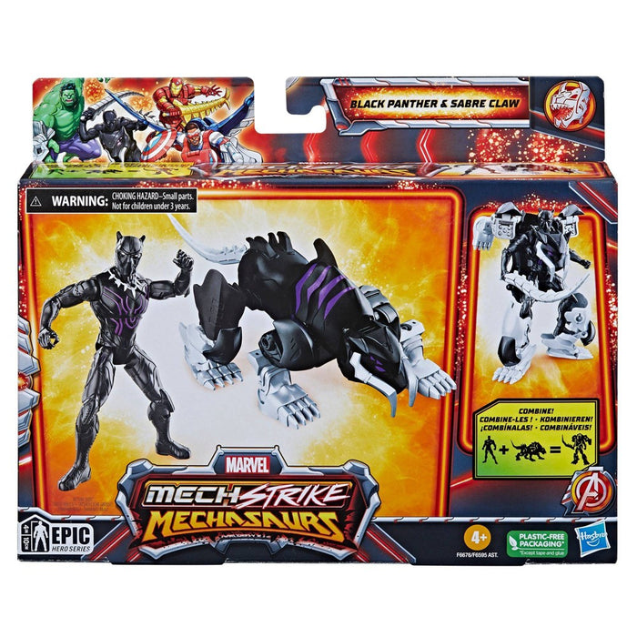 Marvel Mech Strike Mechasaurs Black Panther and Sabre Claw Action Figure Set