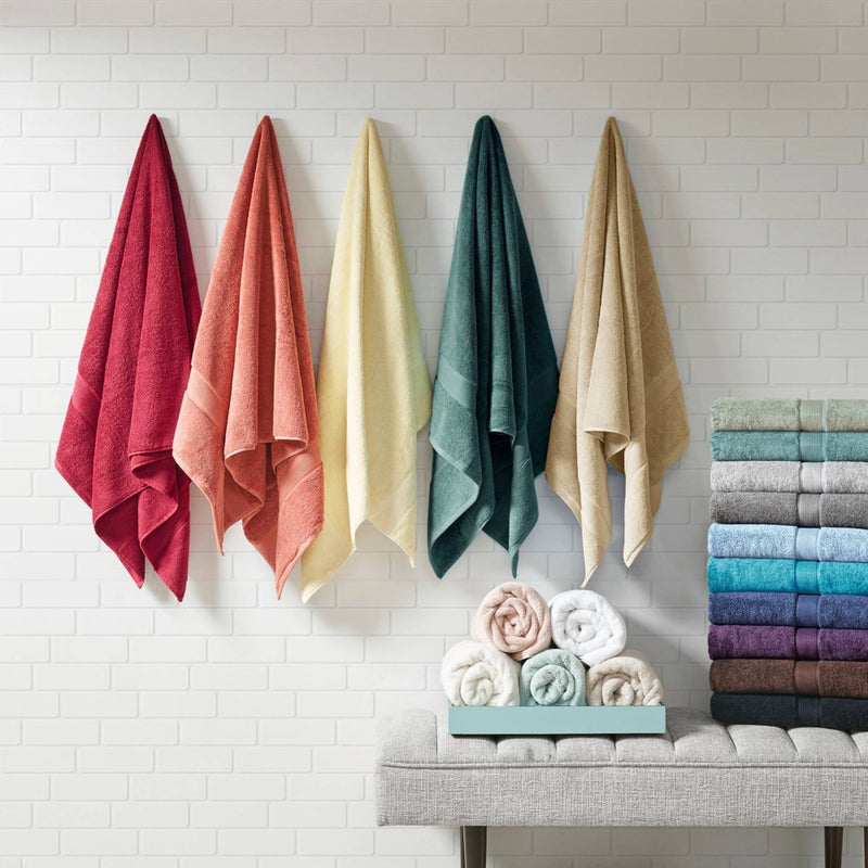 8pc Cotton Bath Towel Set Dark Green