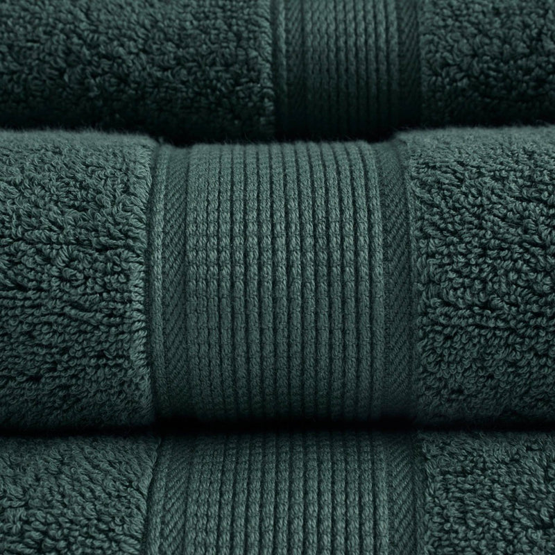 8pc Cotton Bath Towel Set Dark Green