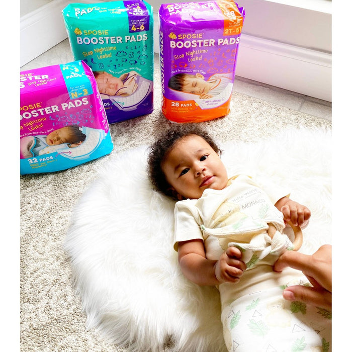 Sposie Booster Pads with Adhesive For Overnight Diaper Leak Protection - 84ct
