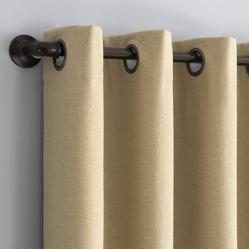 96"x50" Channing Grid Texture Draft Shield Fleece Insulated 100% Blackout Grommet Curtain Panel Soft Gold - Sun Zero
