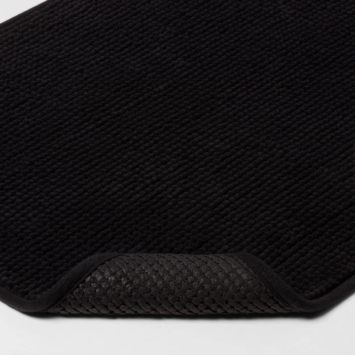 20"x32" Everyday Chenille Bath Rug Black - Room Essentials