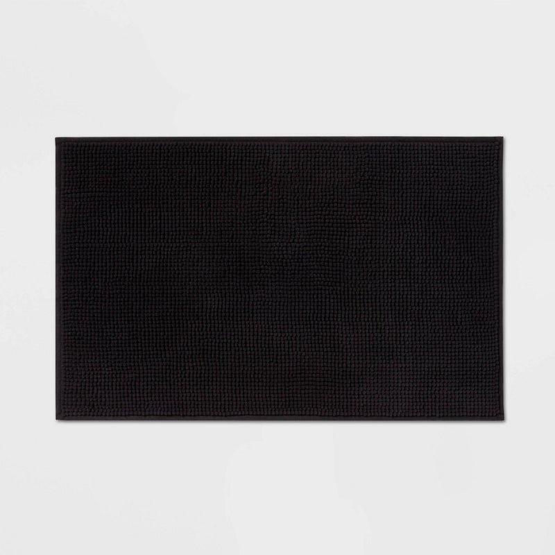 20"x32" Everyday Chenille Bath Rug Black - Room Essentials