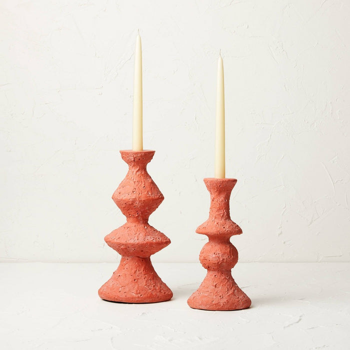 Short Clay Taper Candle Holder Red - Opalhouse designed with Jungalow