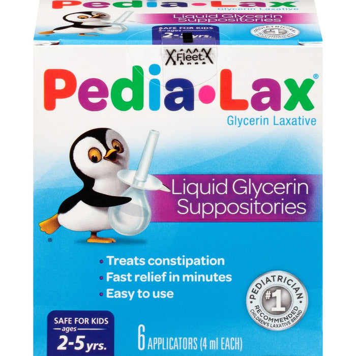 Pedia-Lax Laxative Liquid Glycerin Suppositories for Kids - Ages 2-5 - 6ct