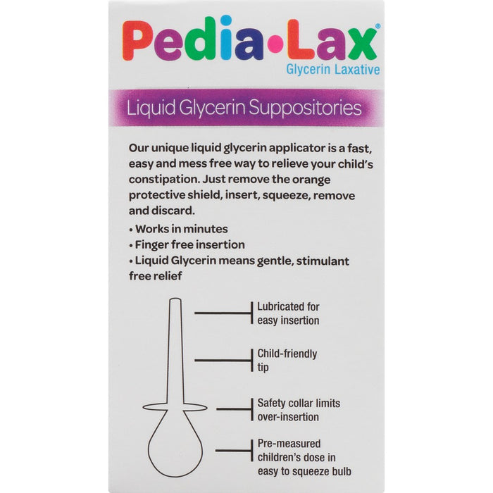 Pedia-Lax Laxative Liquid Glycerin Suppositories for Kids - Ages 2-5 - 6ct