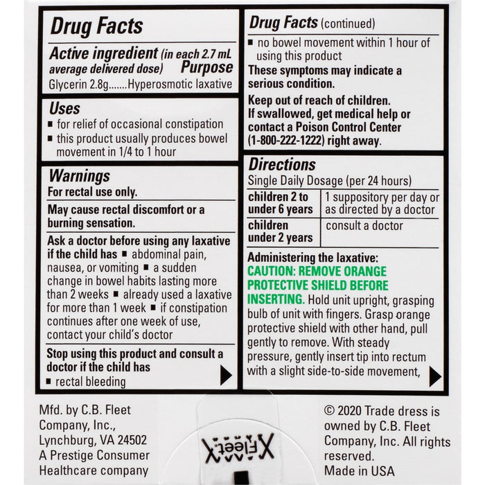 Pedia-Lax Laxative Liquid Glycerin Suppositories for Kids - Ages 2-5 - 6ct