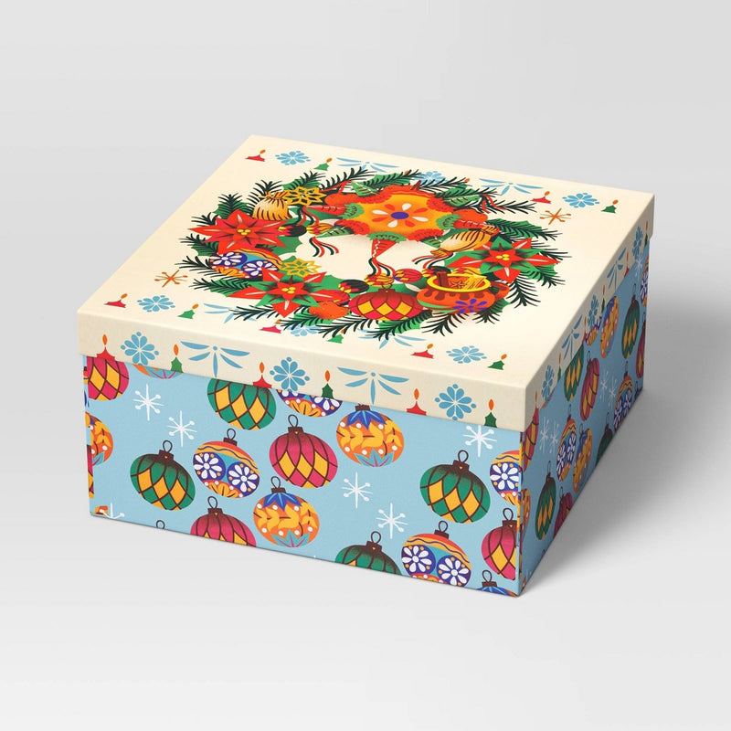 Dia Pacheco 10"x5" Christmas Wreath Square Gift Box - Wondershop