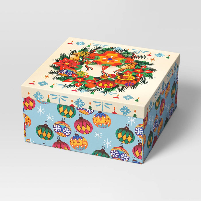 Dia Pacheco 10"x5" Christmas Wreath Square Gift Box - Wondershop