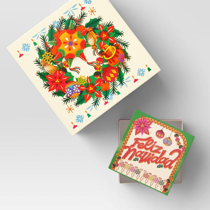 Dia Pacheco 10"x5" Christmas Wreath Square Gift Box - Wondershop