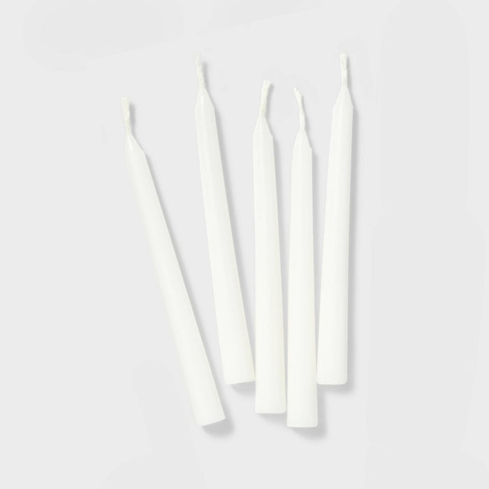45ct 3.5"x0.37" Paraffin Wax Unscented Hanukkah Taper Candle White - Spritz