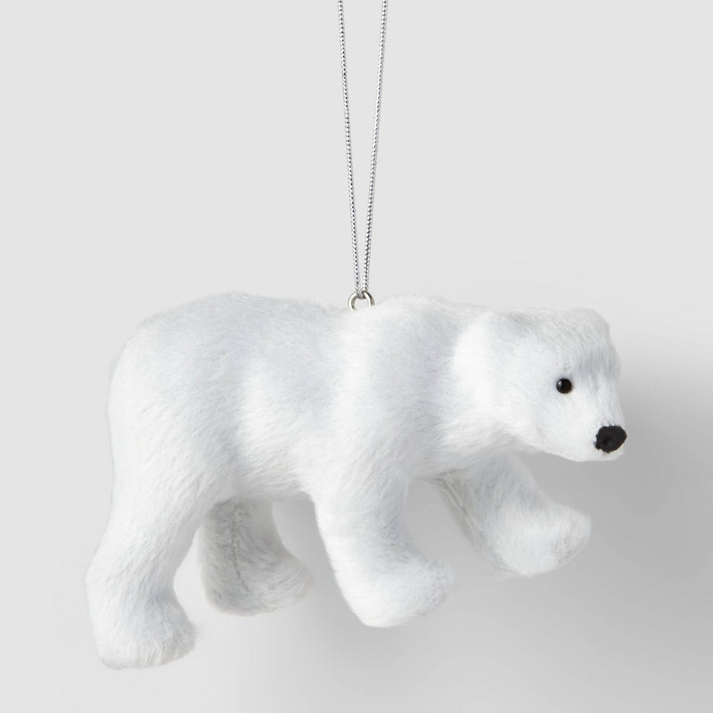 Faux Fur Polar Bear Christmas Tree Ornament - Wondershop