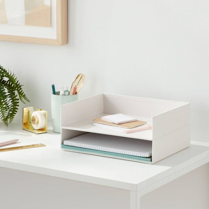 Canvas Letter Tray Organization Set of 2 Cream - Brightroom