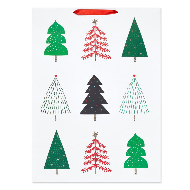 20" Multicolored Trees Jumbo Christmas Gift Bag
