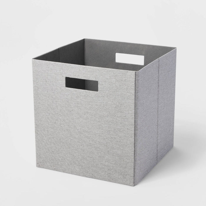 13" x 13" Fabric Bin Chunky Linen Fossil - Brightroom