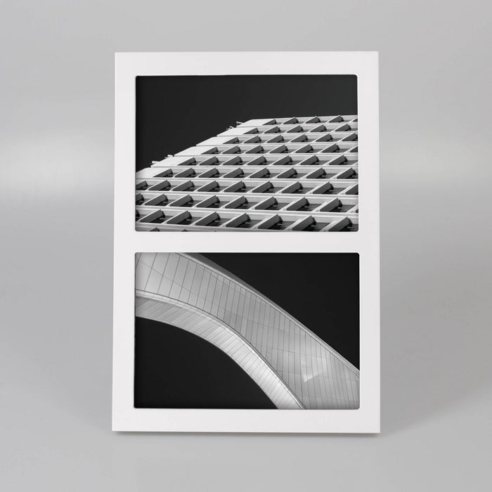 7.91" x 10.94" Thin Double Opening Frame Holds 2 (5" x 7") Photos White - Room Essentials