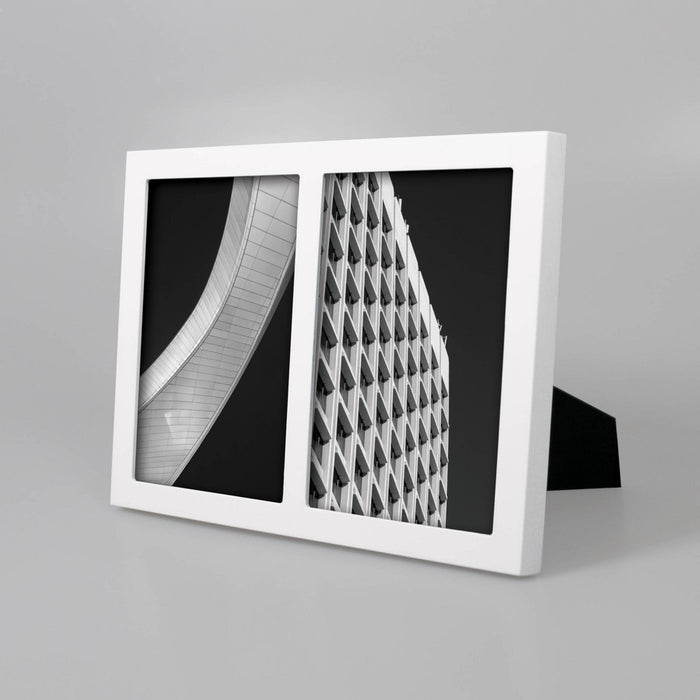 7.91" x 10.94" Thin Double Opening Frame Holds 2 (5" x 7") Photos White - Room Essentials
