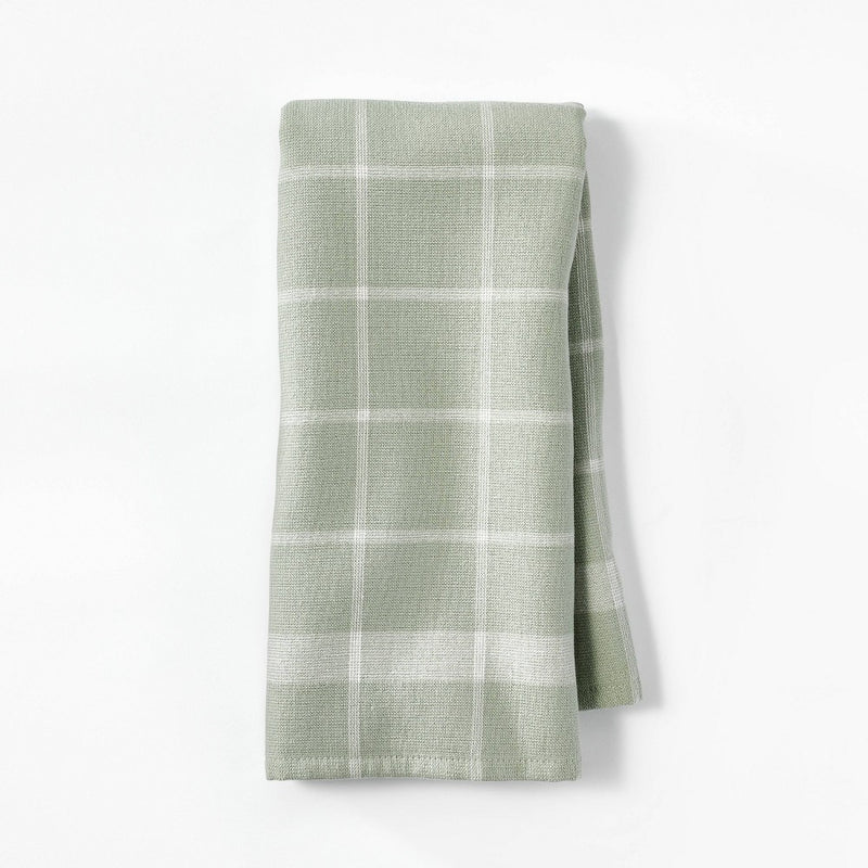 Dual Sided Terry Kitchen Towel Sage Green/Cream - Figmint