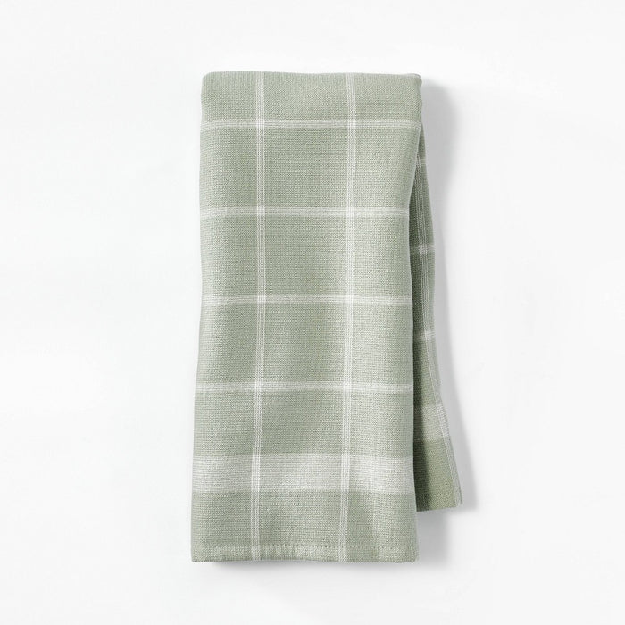 Dual Sided Terry Kitchen Towel Sage Green/Cream - Figmint