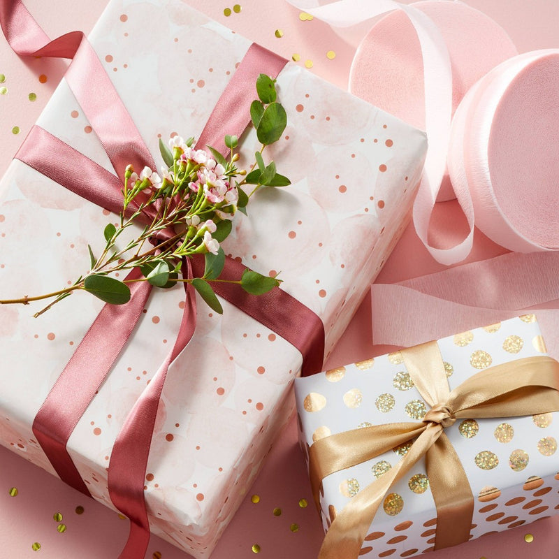 Waterdot Gift Wrapping Paper Pink/White - Spritz (LOCAL PICKUP ONLY)