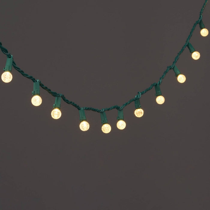 60ct LED Faceted Sphere Christmas String Lights Warm White with Green Wire - Wondershop