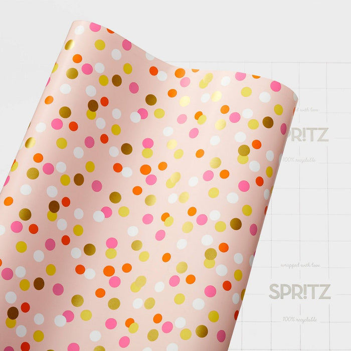Foil Dot Wrapping Paper Pink - Spritz (LOCAL PICKUP ONLY)