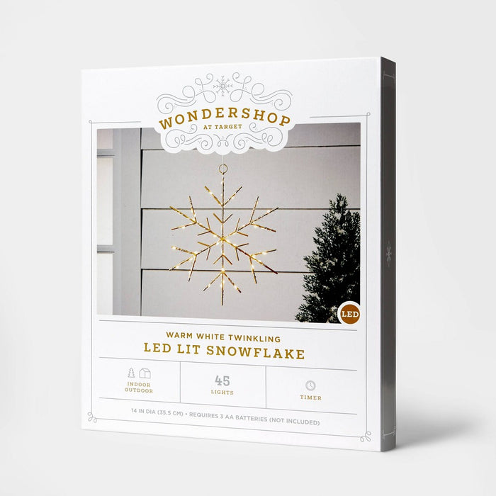Christmas LED Gold Snowflake Novelty Sculpture with Warm White Twinkle Lights - Wondershop