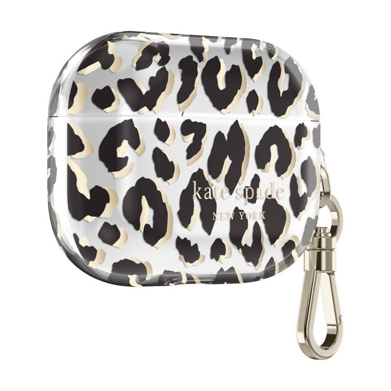 Kate Spade New York Protective AirPods Pro Case - City Leopard Black/Gold Foil/Clear