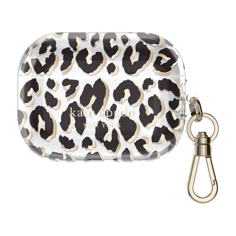 Kate Spade New York Protective AirPods Pro Case - City Leopard Black/Gold Foil/Clear