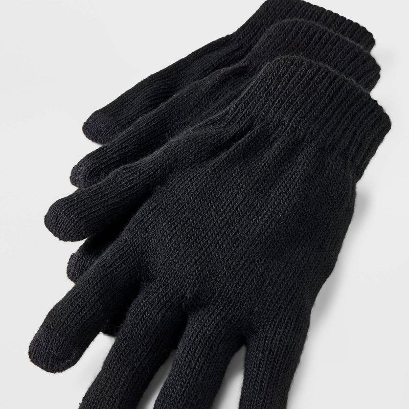 Kids' 3pk Knit Gloves - Cat & Jack Black One Size Fits All