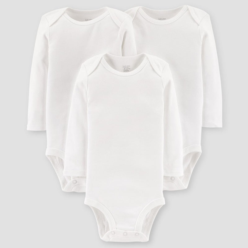 Carter's Just One You Baby 3pk Long Sleeve Bodysuit - White 6M