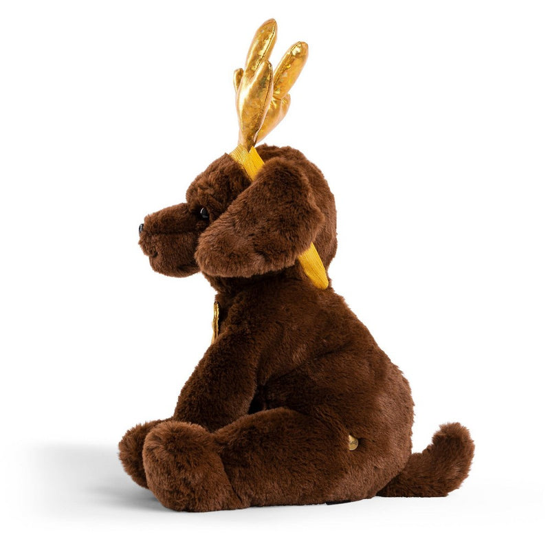 FAO Schwarz Cheers 4 Antlers Chocolate Labrador 12" Stuffed Animal with Removable Wear-and-Share Ears