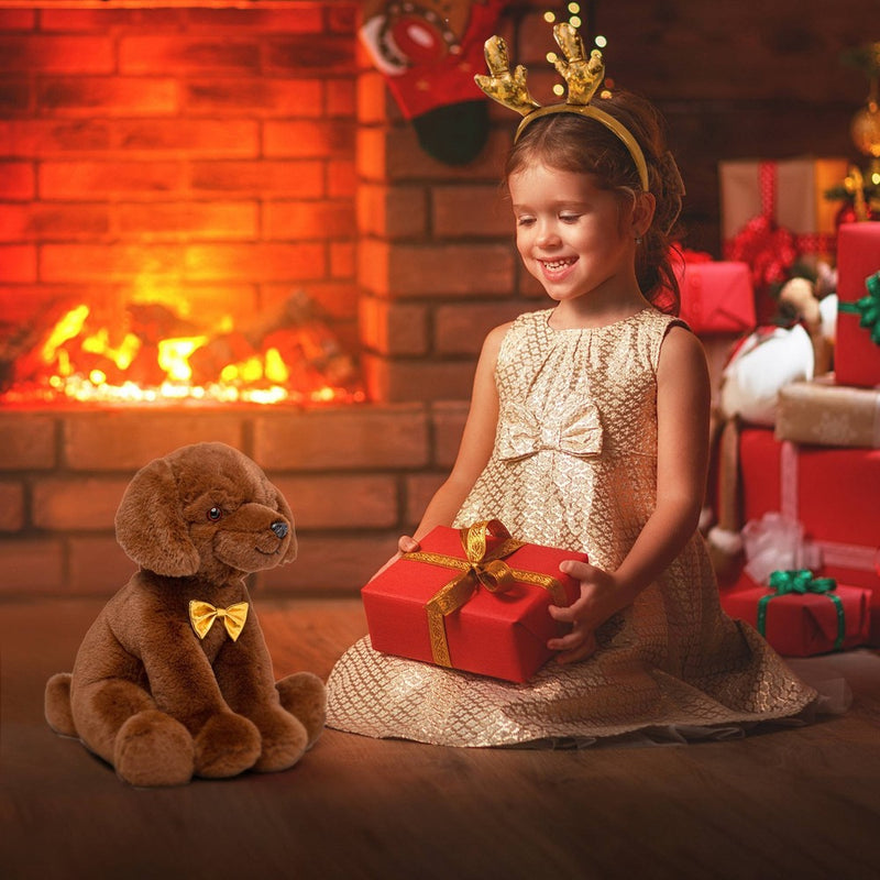 FAO Schwarz Cheers 4 Antlers Chocolate Labrador 12" Stuffed Animal with Removable Wear-and-Share Ears