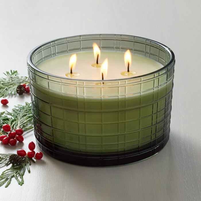 Textured Glass Balsam & Berry 4-Wick Jar Christmas Candle Green 24oz - Hearth & Hand with Magnolia