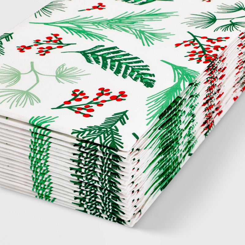 20ct Holly Holiday Guest Towel - Spritz