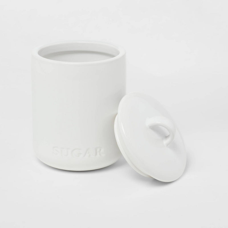 44oz Stoneware Hand Lettered Sugar Canister - Threshold