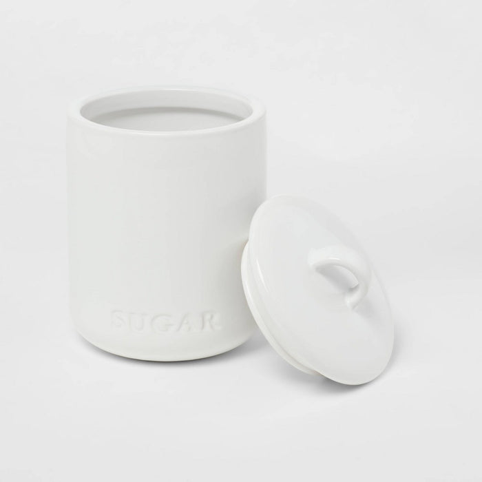 44oz Stoneware Hand Lettered Sugar Canister - Threshold