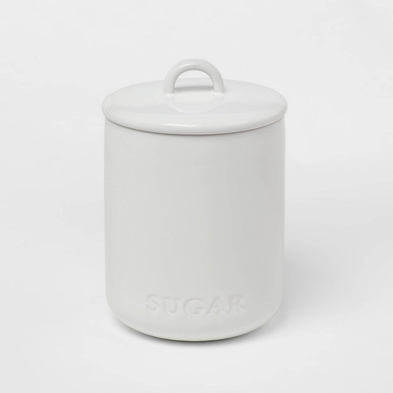 44oz Stoneware Hand Lettered Sugar Canister - Threshold