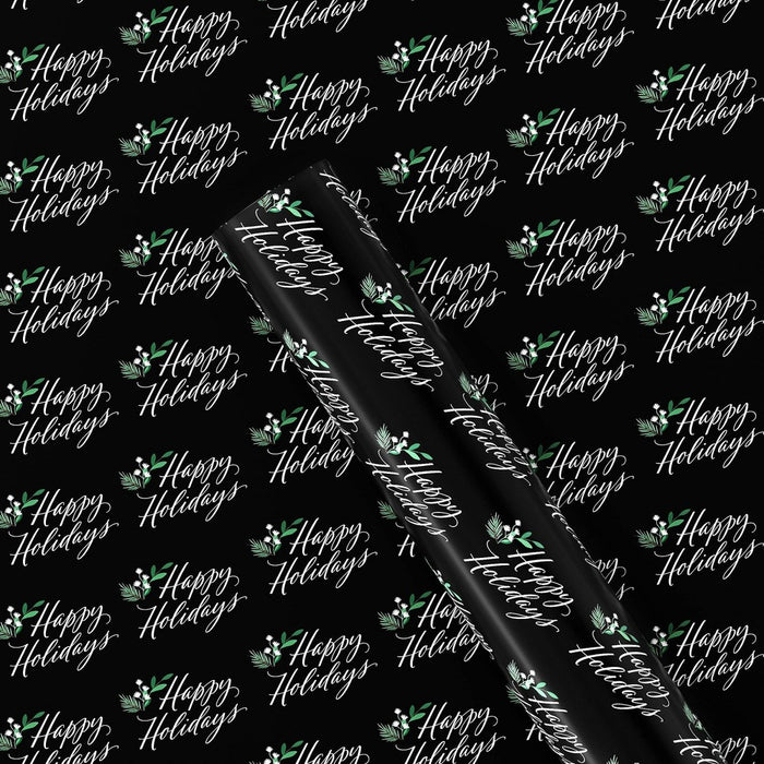 50 sq ft 'Happy Holidays' Christmas Gift Wrap Black - Wondershop