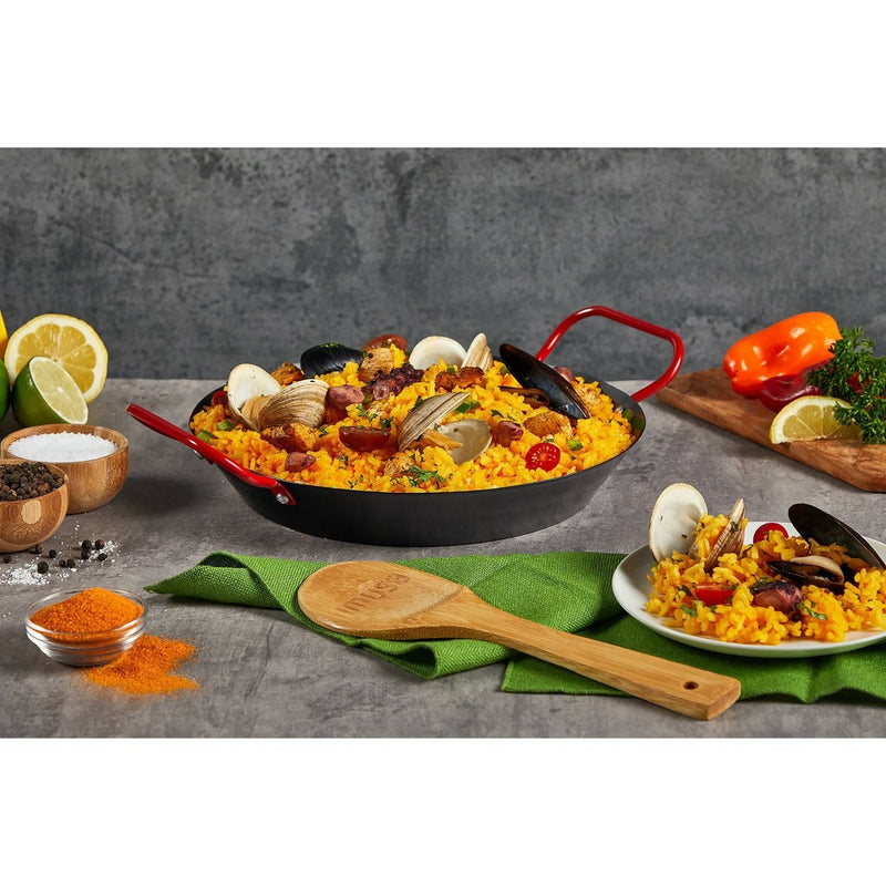 IMUSA 10" Coated Nonstick Paella Pan with Red Handles