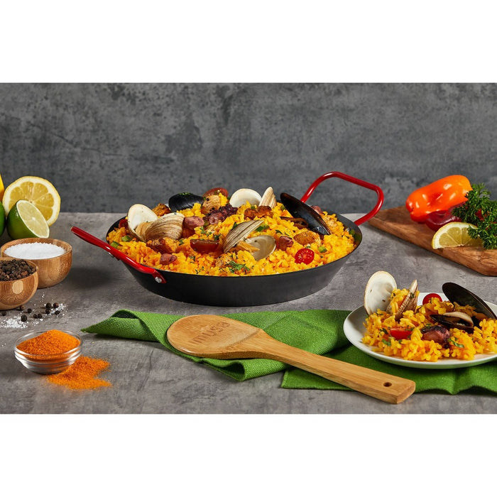 IMUSA 10" Coated Nonstick Paella Pan with Red Handles