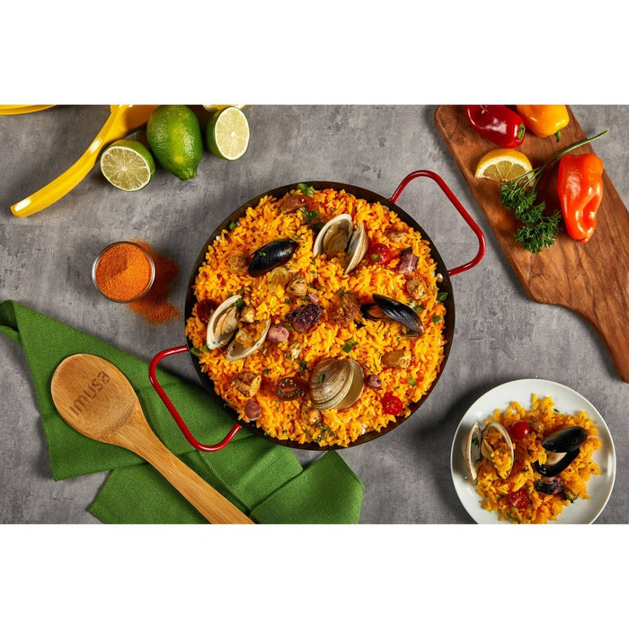 IMUSA 10" Coated Nonstick Paella Pan with Red Handles