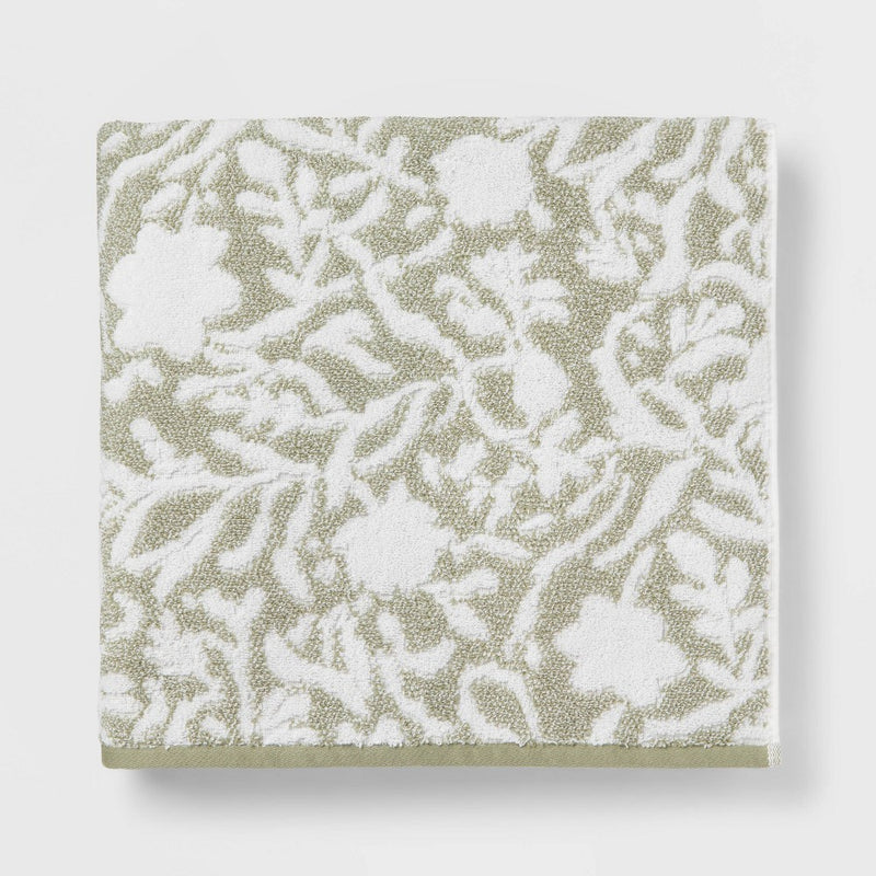 Performance Plus Oversized Bath Towel Light Green Floral - Threshold