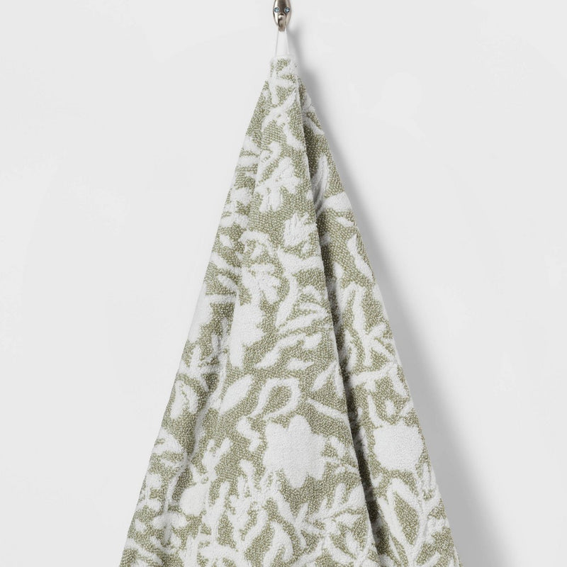 Performance Plus Oversized Bath Towel Light Green Floral - Threshold