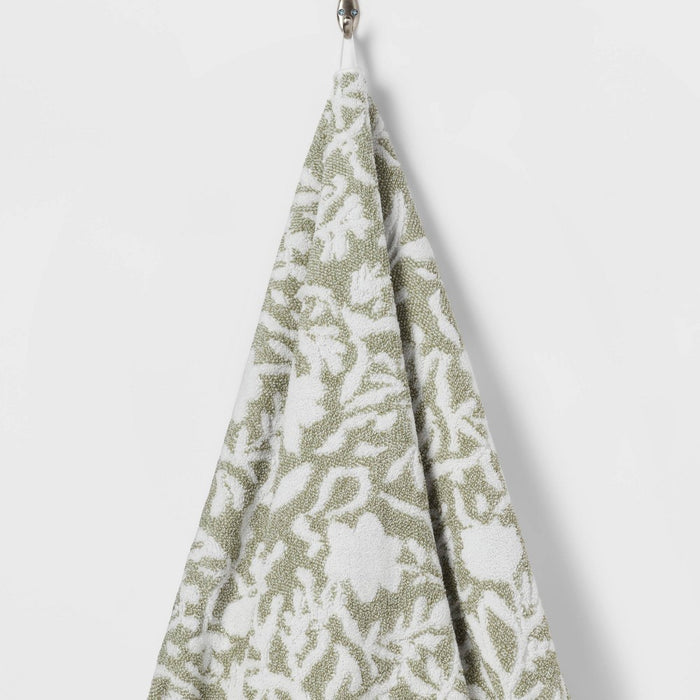 Performance Plus Oversized Bath Towel Light Green Floral - Threshold