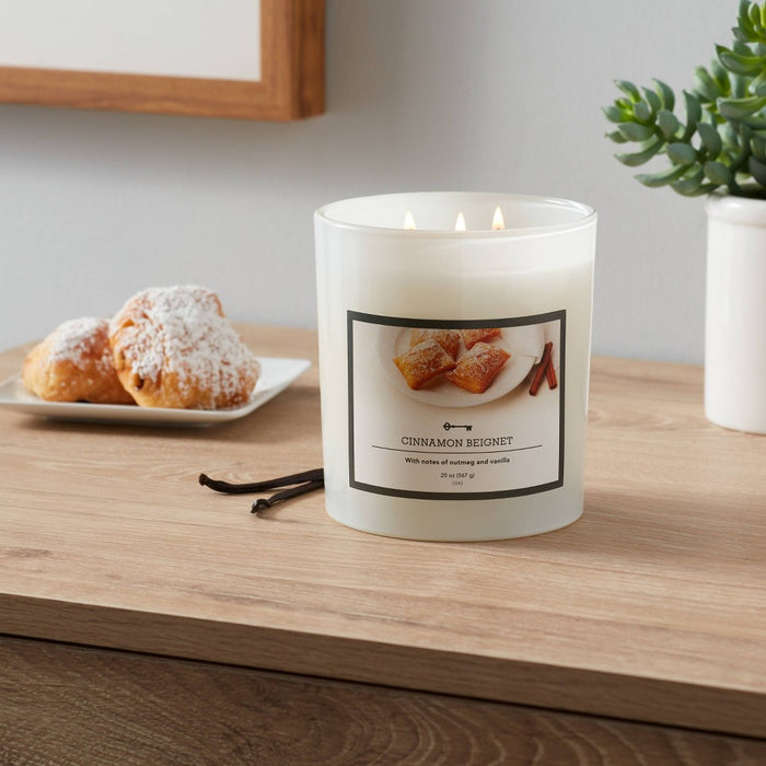 3-Wick 20oz Glass Jar Cinnamon Beignet Candle - Threshold